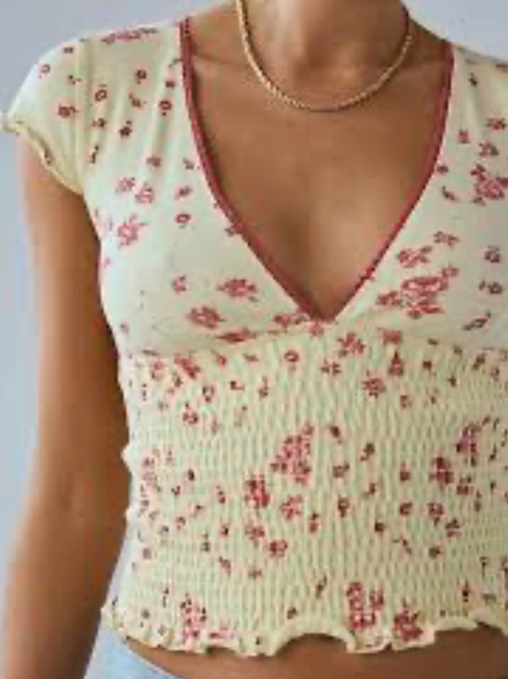 Kimchi Blue Only You Smocked Short Sleeve Shirt